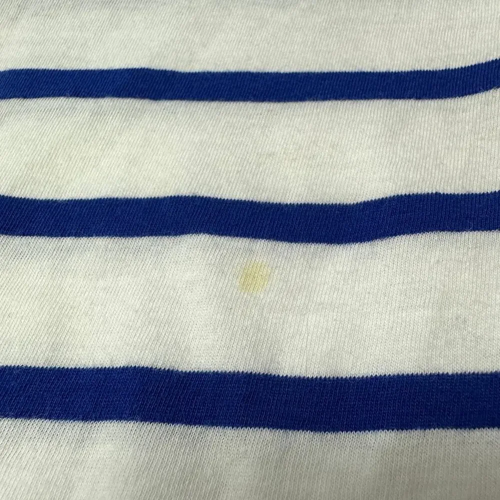 Kate Spade Boatneck Striped T-Shirt Womens Size Medium Long Sleeve Heart Graphic